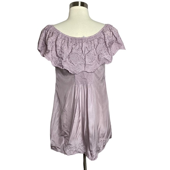 Soft Surroundings Lilac Silk Off The Shoulder Top - Picture 6 of 6